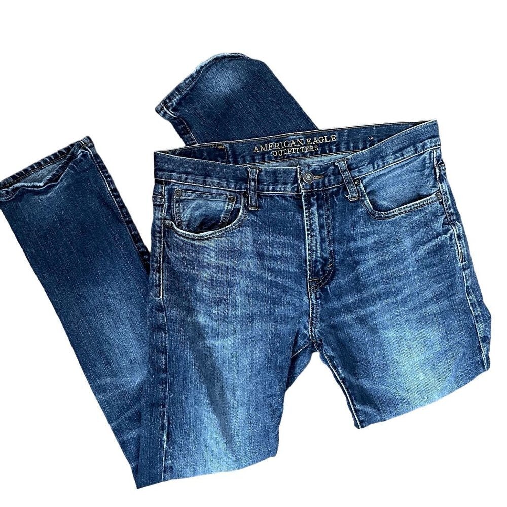 American Eagle slim medium wash blue jeans cotton pants casual comfortable style